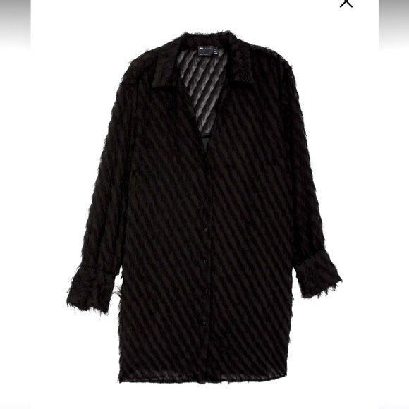 ASOS Curve Textured Long Sleeve Shirtdress - Picture 1 of 1